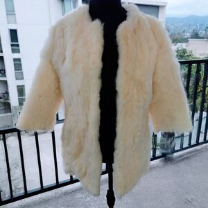 Real Rabbit Fur Jacket | Winter Coat Silk Lining Size XXL